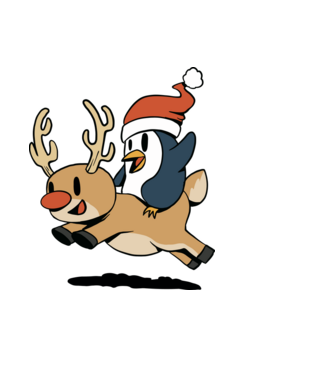 pinguin reindeer cristmas model albastru deschis pe tricou