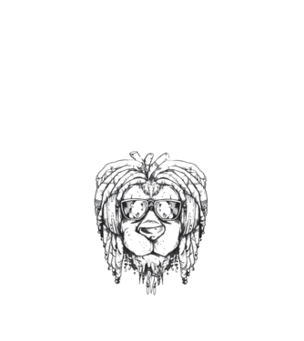 Leu Dreadlock model alb pe tricou