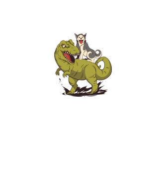 Dinozaur Husky model gri pe tricou