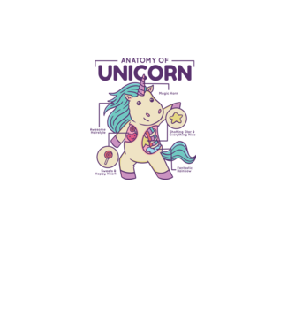 Unicorn Anatomie model roz deschis pe tricou