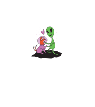 Alien cu câine model nisipiu pe tricou