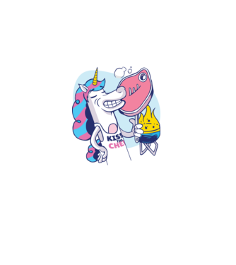 Unicorn Steak BBQ model alb pe tricou
