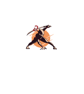 Ninja model alb pe tricou