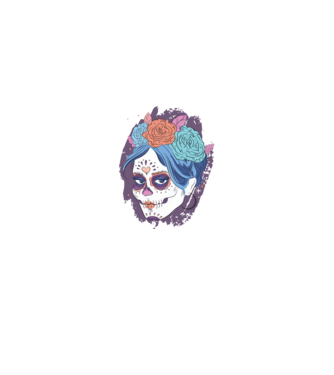 Dia de Los Muertos - Craniu cu flori model albastru închis pe tricou