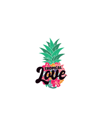 Ananas Tropical Love model alb pe tricou