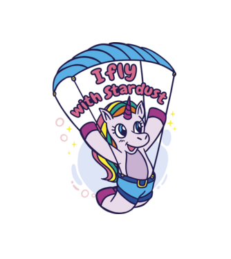 Unicorn parașutist model alb pe tricou