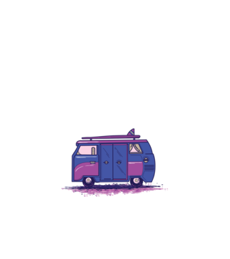 Mașină de camping model alb pe tricou