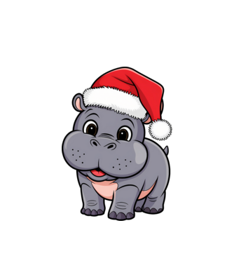 Crăciun Hippo model alb pe tricou