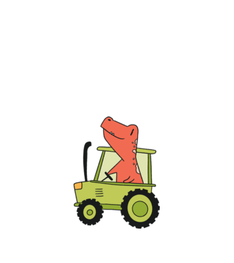 Tractor dinozaur model nisipiu pe tricou