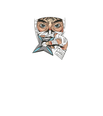 Cap de ninja model negru pe tricou