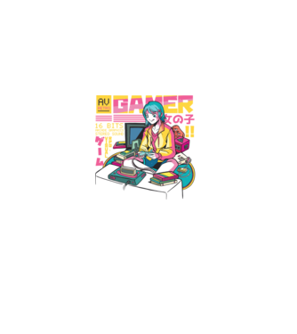 Anime fată Gamer model negru pe tricou