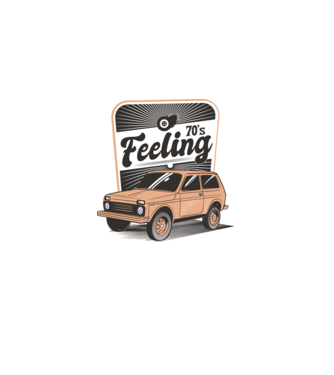 Mașină Retro anii 70 Lada Niva model albastru deschis pe tricou