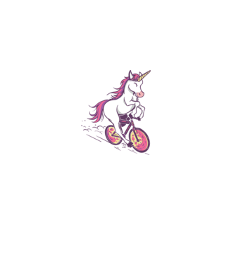 unicorn cu bicicletă model alb pe tricou