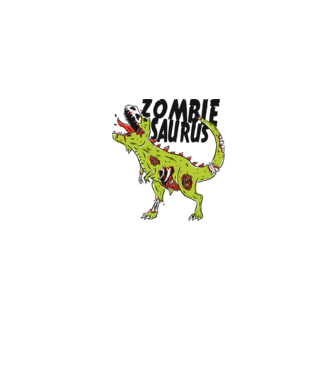Zombiesaurus - Dinozaur Zombie model gri pe tricou