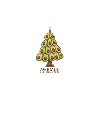 Pom de Crăciun Avocado model alb pe tricou