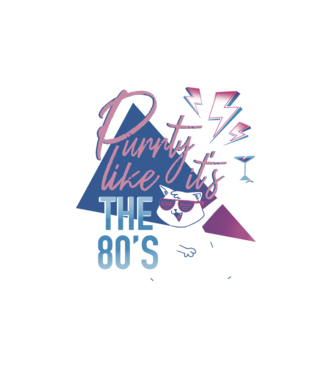'Purrty Like it''s the 80''s' model alb pe tricou