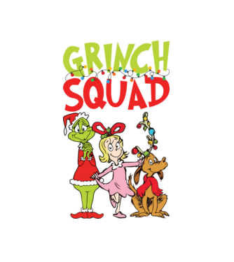 Grinch Squad model alb pe tricou