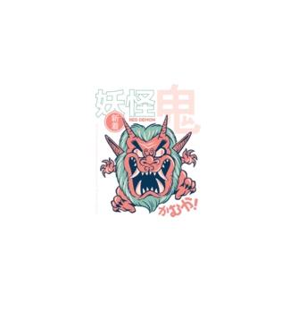 Oni Yokai Anime model negru pe tricou
