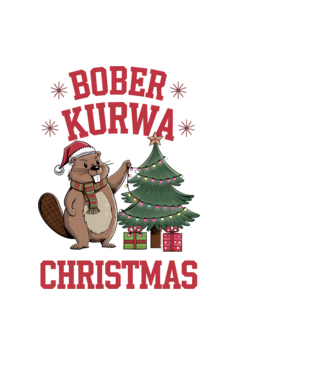 Bober Kurwa Christmas 3 model negru pe tricou