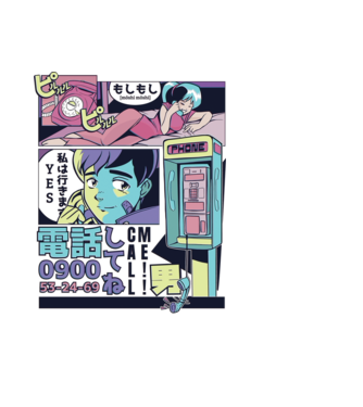 Anime Vaporwave benzi desenate model negru pe tricou