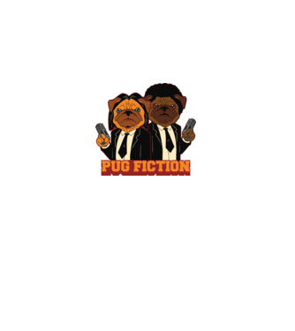 Pug Fiction Pugs Mops Pulp Fiction parodie model alb pe tricou