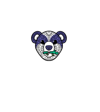 Mandala Panda model gri pe tricou