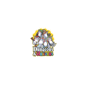 Dungeons and Unicorns model albastru închis pe tricou