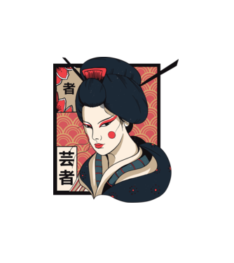 Geisha Japonia model alb pe tricou