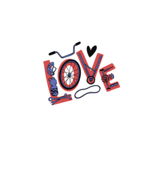 Love Bicicletă model alb pe tricou