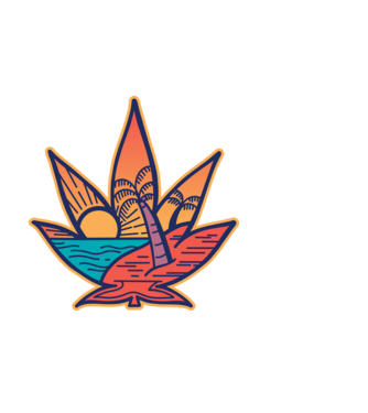 Apus de soare Frunză de marijuana model negru pe tricou