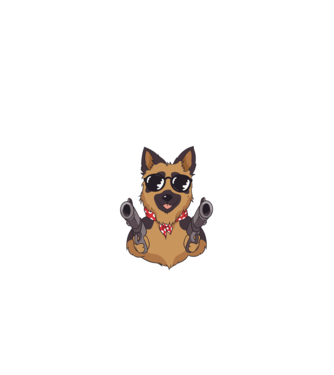Pew Pew Pew Madafakas Ciobănesc german model negru pe tricou