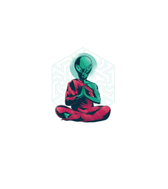 Meditație Alien model negru pe tricou