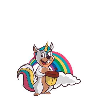 Unicorn drăguț Veveriță model alb pe tricou
