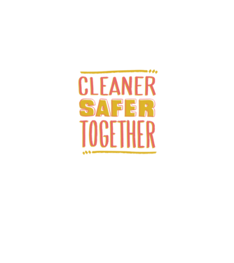 Cleaner Safer Together model gri pe tricou
