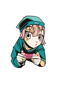 Anime fată Gamer model albastru deschis pe tricou