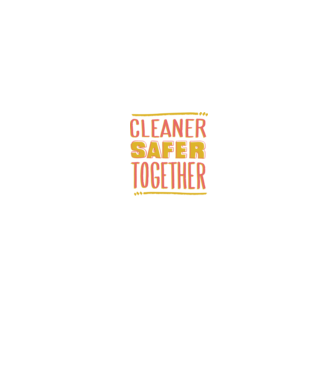 Cleaner Safer Together model alb pe tricou