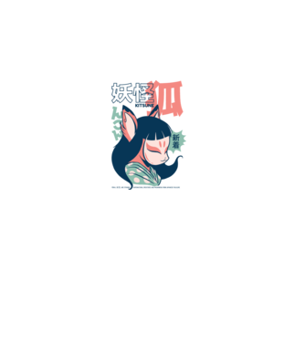 Kitsune Yokai Anime model alb pe tricou