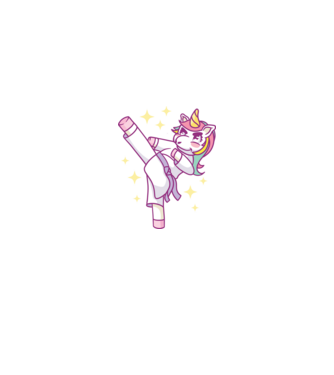 Karate unicorn model albastru regal pe tricou