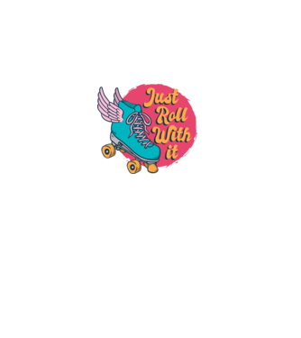 Just Roll with it - patine cu rotile model albastru închis pe tricou