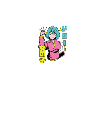 Anime fată desenând model albastru închis pe tricou