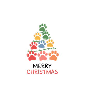 Merry Christmas Paws Alb model alb pe tricou