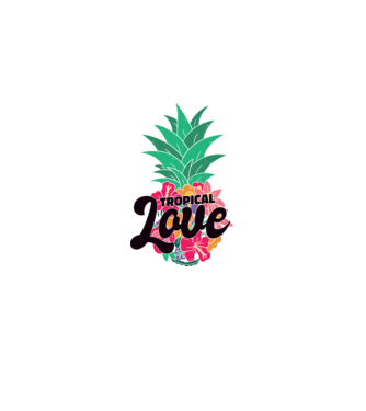 Ananas Tropical Love model alb pe tricou