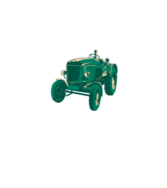 Tractor vechi model gri pe tricou