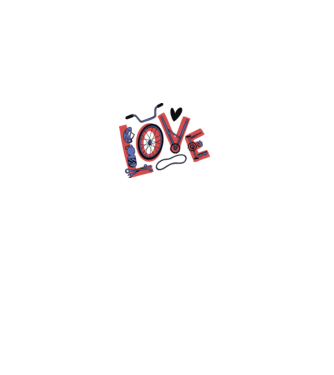 Love Bicicletă model alb pe tricou