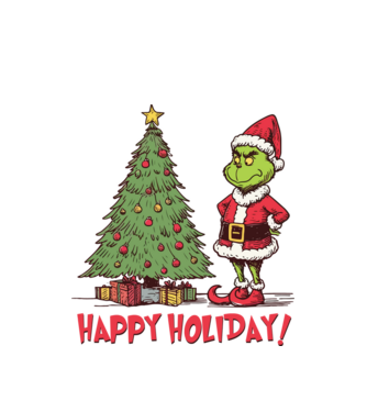 Happy Holiday Grinch model alb pe tricou