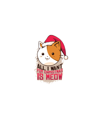 All I want for christmas is MEOW tricou cu pisică model negru pe tricou