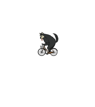 Lup pe bicicletă model alb pe tricou