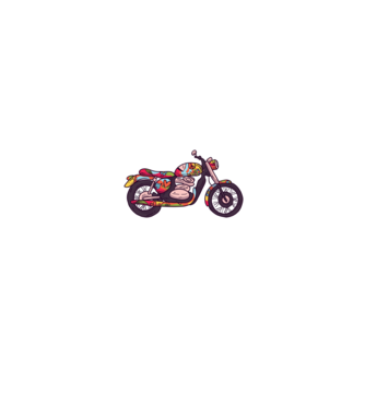 Motociclist Hippi model negru pe tricou