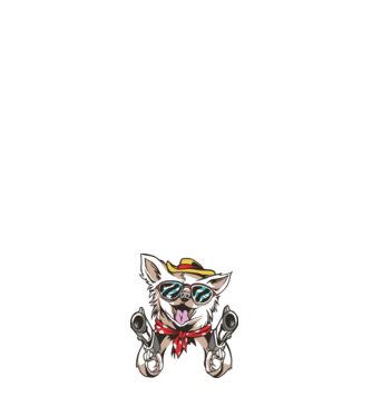 Chihuahua cu Pistol model negru pe tricou