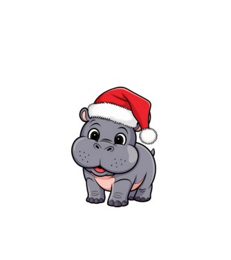 Crăciun Hippo model alb pe tricou